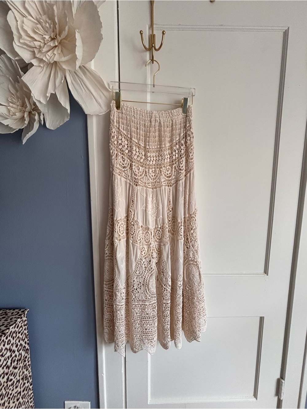 Women's Cream Lace Maxi Skirt - Picture 5 of 7